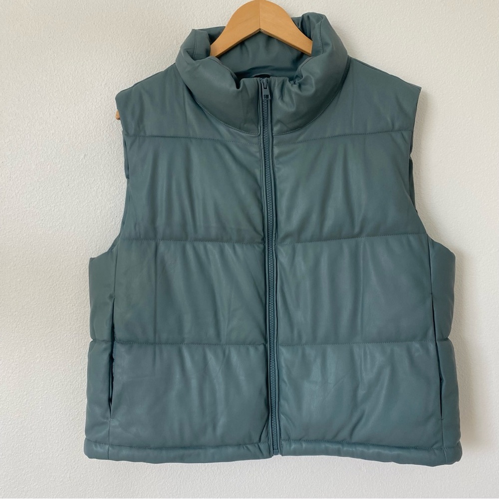 SOLD 7 For All Mankind Faux Leather Puffer Vest - Picture 1 of 12
